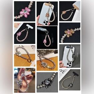 Bear Design Phone Chain, Rhinestone Decor Phone Lanyard, Portable Wrist Chain